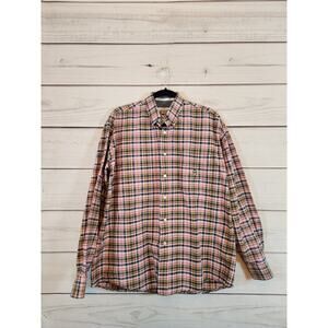 Cinch Men's Plaid Cotton Button Down Long‎ Sleeve Shirt Size M